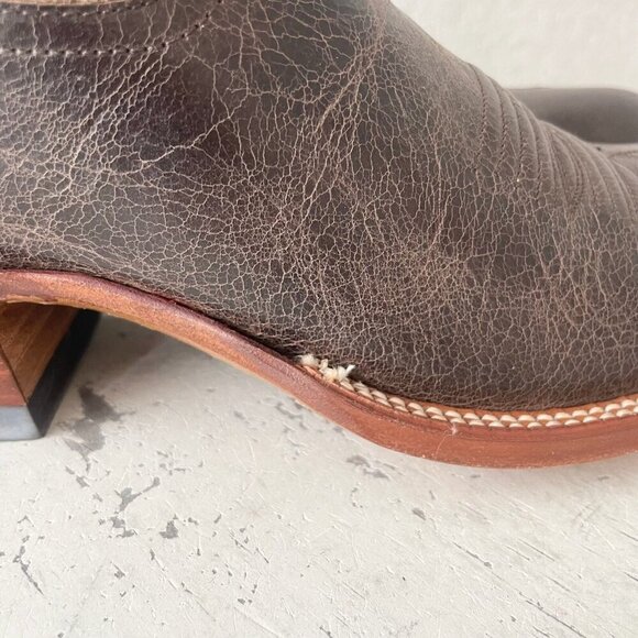 Rod Patrick Mens Cowboy Boots 8.5A Antique Mocha Bison Brown Western Blunt Toe - Picture 3 of 13